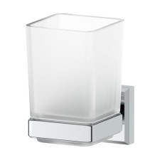 Holder with a glass, matte glass, chrome
