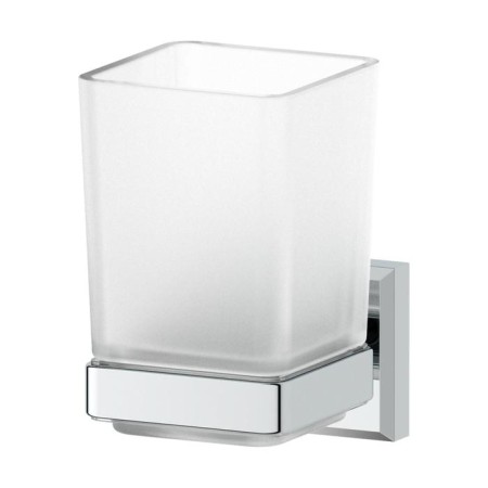 Holder with a glass, matte glass, chrome