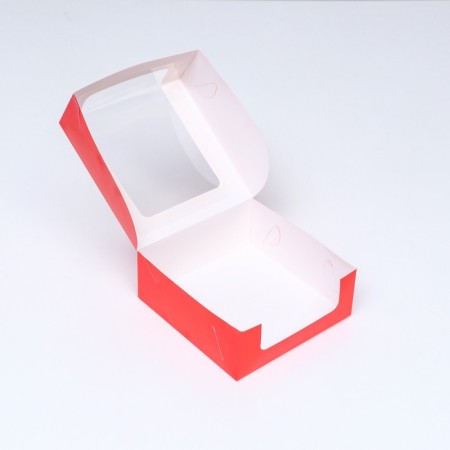 Confectionery packaging with a window, red, 18 x 18 x 7 cm-3