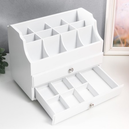 Casket wood for jewelry and cosmetics 2 drawers white 26x16.5x21.7 cm-6