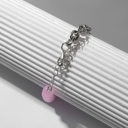 Bracelet "Butterfly" field, pink color in silver, l = 16 cm-4