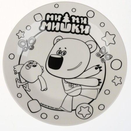 Set for creativity plate for painting 17.5 cm, “Mi-Mi-Mimka” 6 acr.kr, brush-2