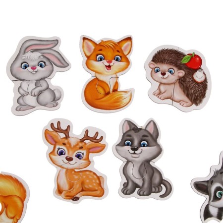 Puzzles made of wood "contour puzzles" "animals" 18 elements-1