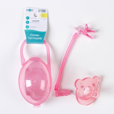 The dummy is whole -diligent, with the holder, in the container, from 0 months, the color is pink-6