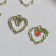 Decor for creativity metal, enamel "Heart with red rose" gold 2x2 cm