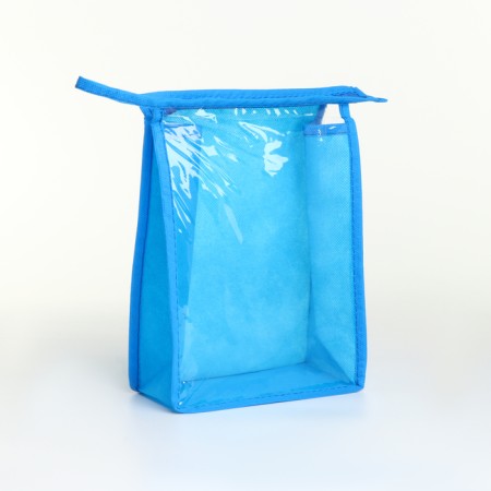 Cosmetic bag with zipper, cornflower color-1