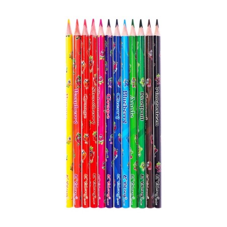 Pencils of 12 flowers in a cardboard box, flavored, triangular, wooden. Mix fruits-2