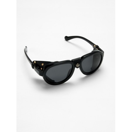 Sunny glasses Round, UV 400, leather curtains, pipe 14.1 cm, width 12.1 cm, lens 5.2 x 5 cm, Cher-4