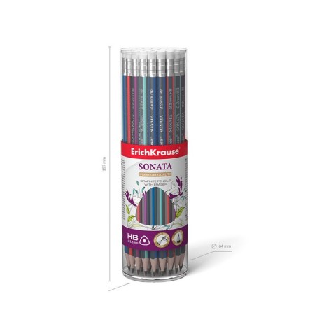 Chernographic pencil with Erichkrause "Sonata", HB, Grifel D = 2.2 mm, wood, three -sided in a tube, mix-3