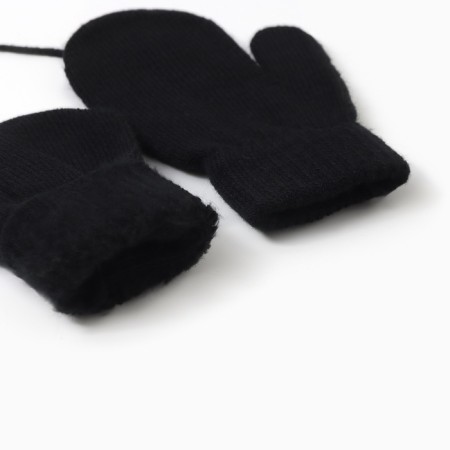 Baby mittens minku, Black color, 13.5 cm-2