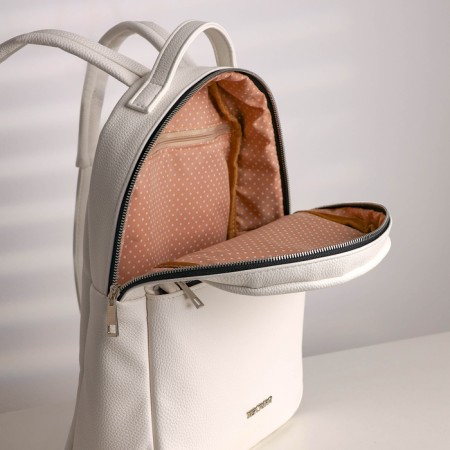 A backpack with a zipper, Textura, external pocket, white color-9