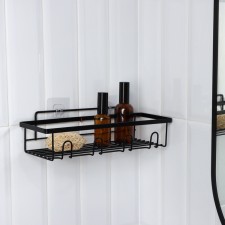 Bath shelf straight, 33 × 12 × 9 cm, black color