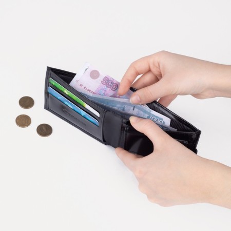 Women's wallet on the Textura button, black color-6