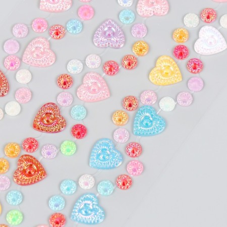 Stick plastic rhinestones "Lace hearts" mix 7x30 cm-2