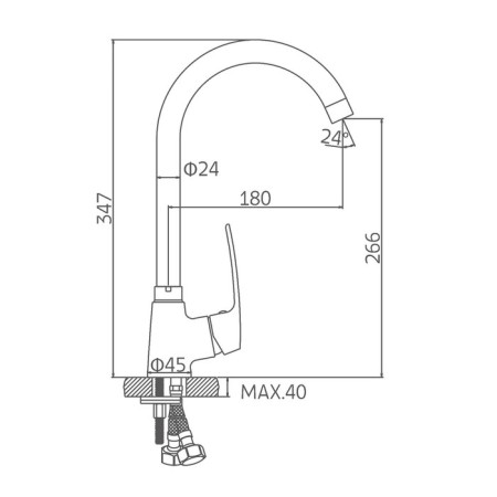 Accoona A55117 kitchen mixer, single -leaf, high spout, brass, chrome-5