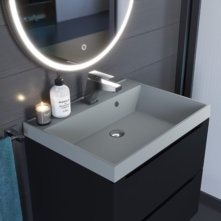 Sink uperwood Classic quartz 60 cm, quartz, gray matte, platinum-1