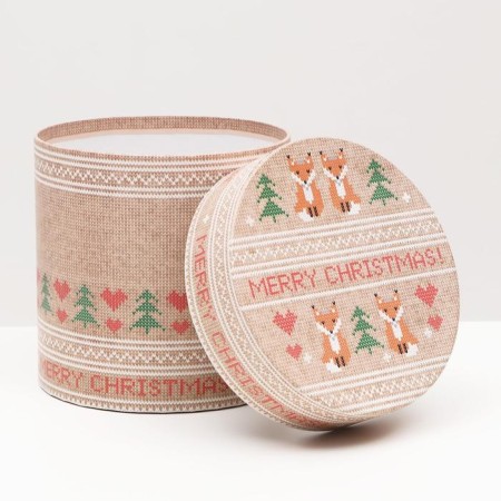 Set of round boxes 5 in 1 "knitted 2", 23 x 23 x 25 - 15 x 15 cm-1