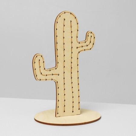 Cactus decoration stand, plywood, beige color-3