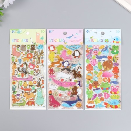 Plastic sticker "Animals and underwater world" with gold stroke mix 10.3x22.5 cm