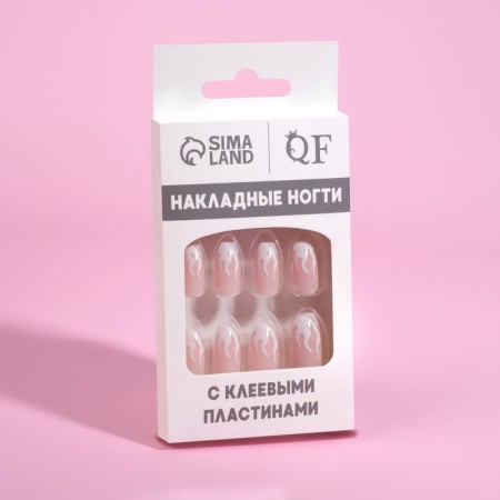 Fires “Fire”, 12 pcs, with adhesive plates, ballerina shape, pink/white color-9