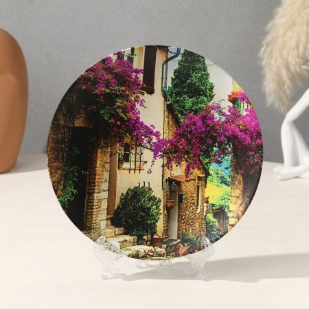 Decorative plate "Provence streets", with a pattern on canvas, d = 20 cm