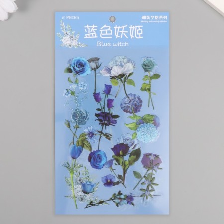 Stickers for creativity PVC "Blue Flowers" set 2 sheets 10x15 cm-2