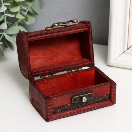 Casket wood chest "Blooming garden and butterflies" 7x9.5x5.7 cm-2