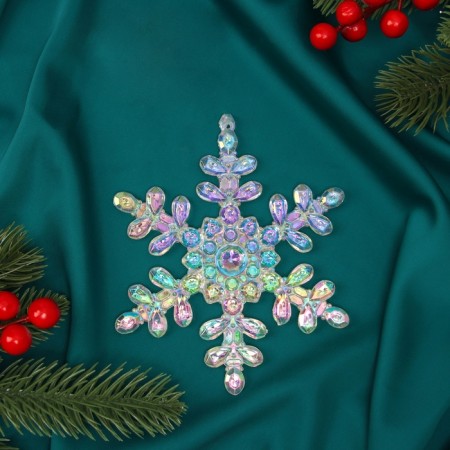 Christmas tree decoration "Snowflake overflow" 11x9.5 cm, transparent