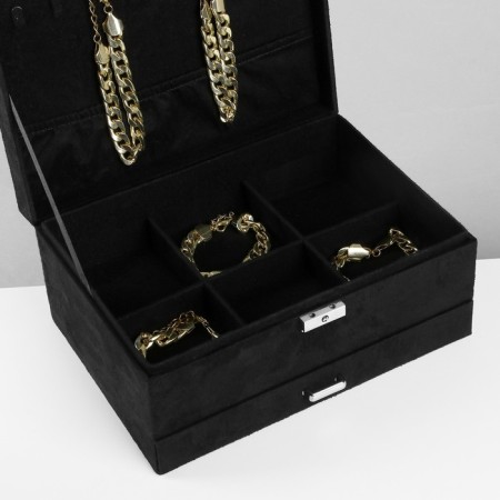 Steam for jewelry "Casket" 2 level, phlock, 24.5 × 17 × 12 cm, black color-12