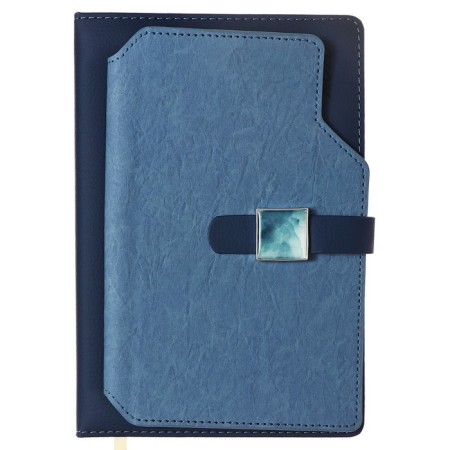 Organizer on the rings of A6+, 80 sheets, leatherette, with a stream, a line, with a handle, in a gift box, blue-2