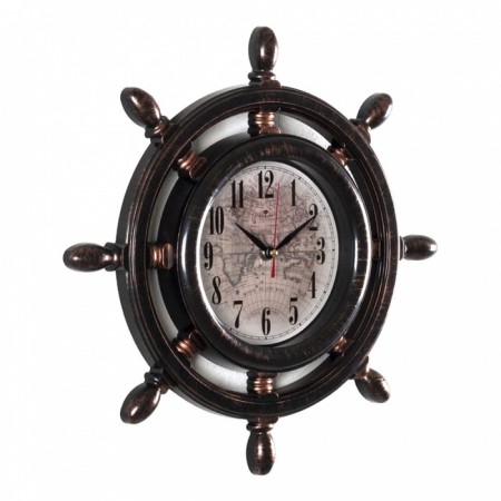 Watch Wall Interior "Speaker. Map" D-15 cm, silent, black with bronze-3