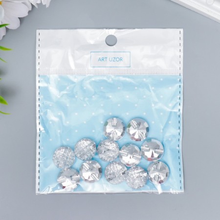 Buttons plastic for creativity "Round with faces" set of 12 pcs 1.5x1.5 cm-4
