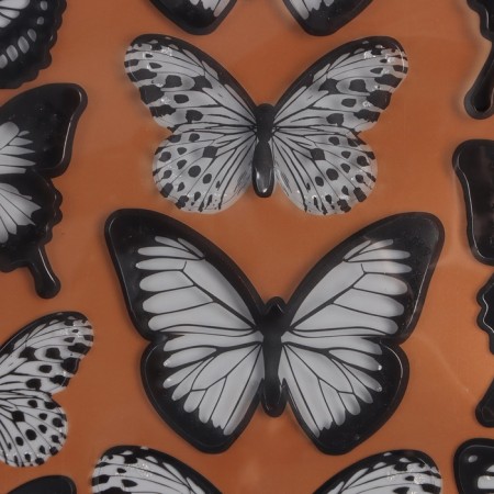 Sticking plastic interior "translucent butterflies" black set 18 pcs 5; 6; 7 cm-1