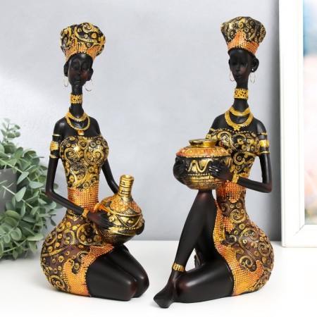 Souvenir Polystone "African with a jug in an elegant dress" MIX 15.5x10x32.5 cm
