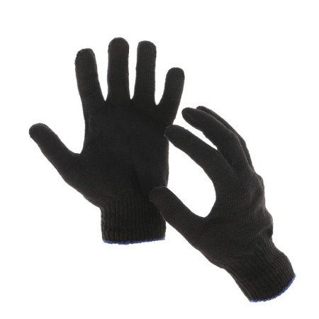 Garden gloves, x/b, knitting grade 10, 4 threads, size 9, without coating, black