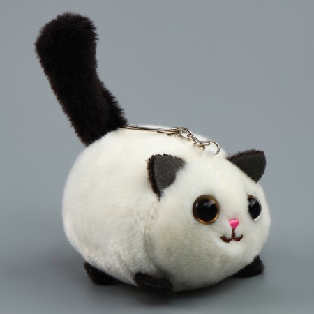 Soft toy "Cat" on a key fob, 8 cm, white color