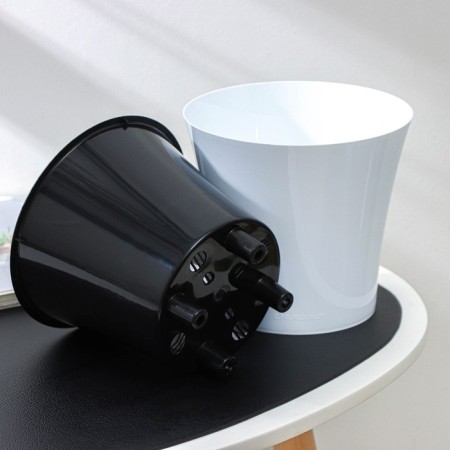 Kashpo for flowers with an insert "Arte", 2 l, white-black color-3