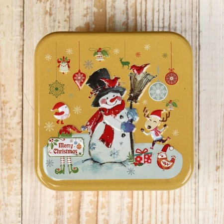 Casket Metal New Year's square "Snowman on ice" 6.7x7.5x7.5 cm-4