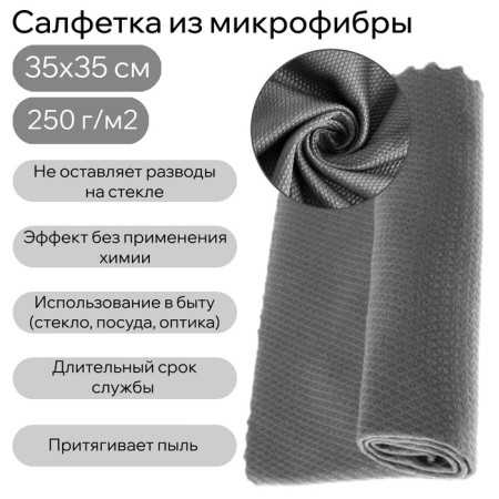 Microfiber for glass, against stains, 35 x 35 cm, 250 g/m²-1