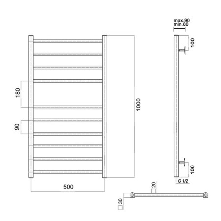 Water towels Domoterm "Quadro" P10, 500x1000 mm, gold-1