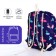 School backpack of textiles on a zipper, 3 pockets, pencil case, color violet