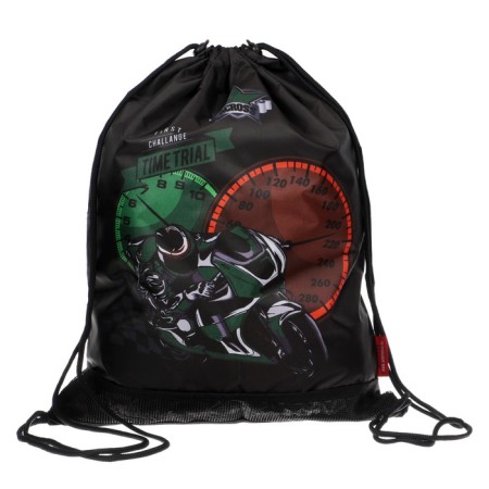 Frame backpack 39 x 29 x 17 cm, Across 410, filling: bag, pencil case, black/green ACR22-410-1-15