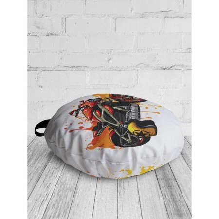 Pillow Siddle "Racing on a motorcycle", decorative, d = 52 cm-1