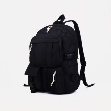 School backpack on lightning, 5 outer pockets, black color