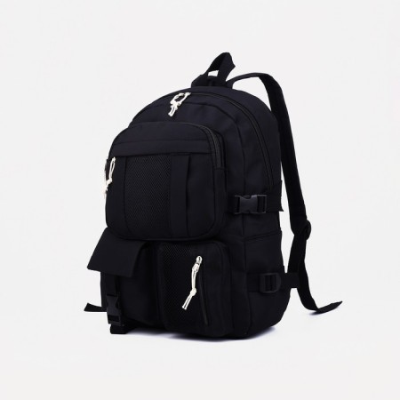 School backpack on lightning, 5 outer pockets, black color