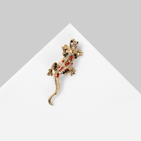 Brooch "Lizard", red-green color in gold-1