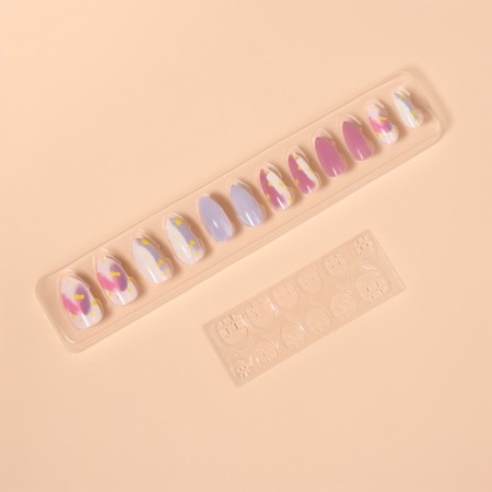Follow nails "Spots", 12 pcs, with adhesive plates, forms of almonds, multi -colored