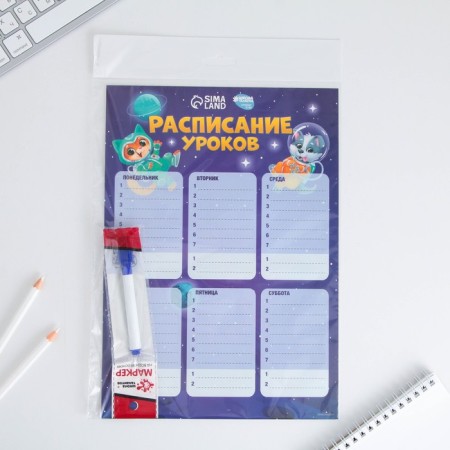Schedule of the Lessons "Animals in Cosmos" A4, a reusable magnetic with a marker-8