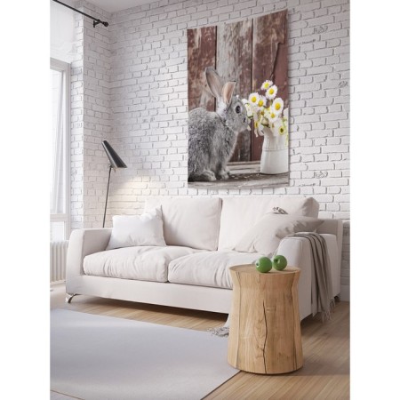 Decorative panel with photo printing "Rabbit Daisy", vertical, size 150x200 cm
