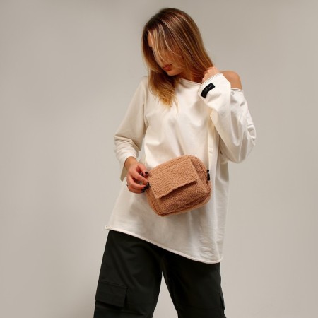 Teddy Cross-Bodi plush bag, beige color-6